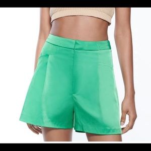Zara green satin shorts